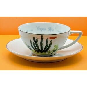 Blakely Oil & Gas Coffee Tea Cup Arizona Cactus Yucca Cowboy Silver Trim Japan